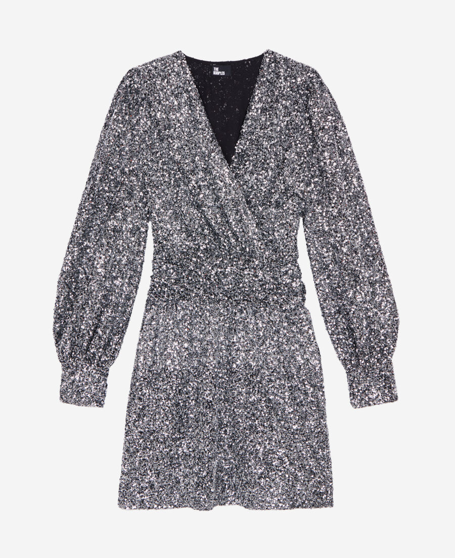 Short silver sequin dress | The Kooples - US