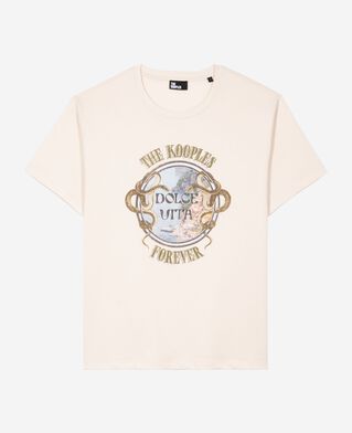 The Kooples WOMEN LIGHT BEIGE t-shirt with beige screen print