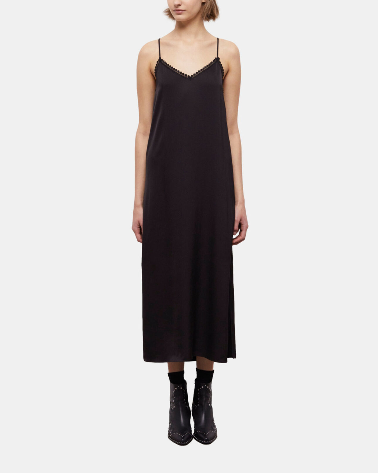The Kooples FEMME BLACK robe longue dentelle noire