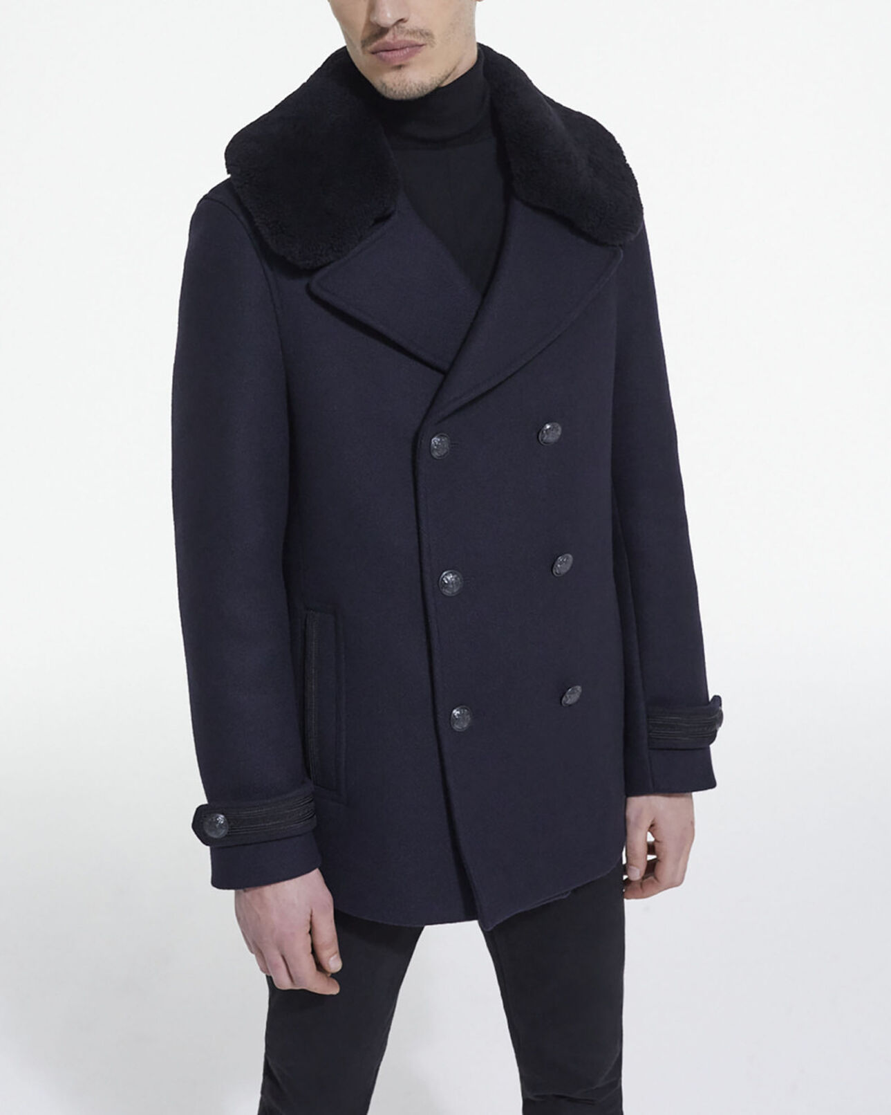 The Kooples MEN DARK NAVY navy blue wool coat