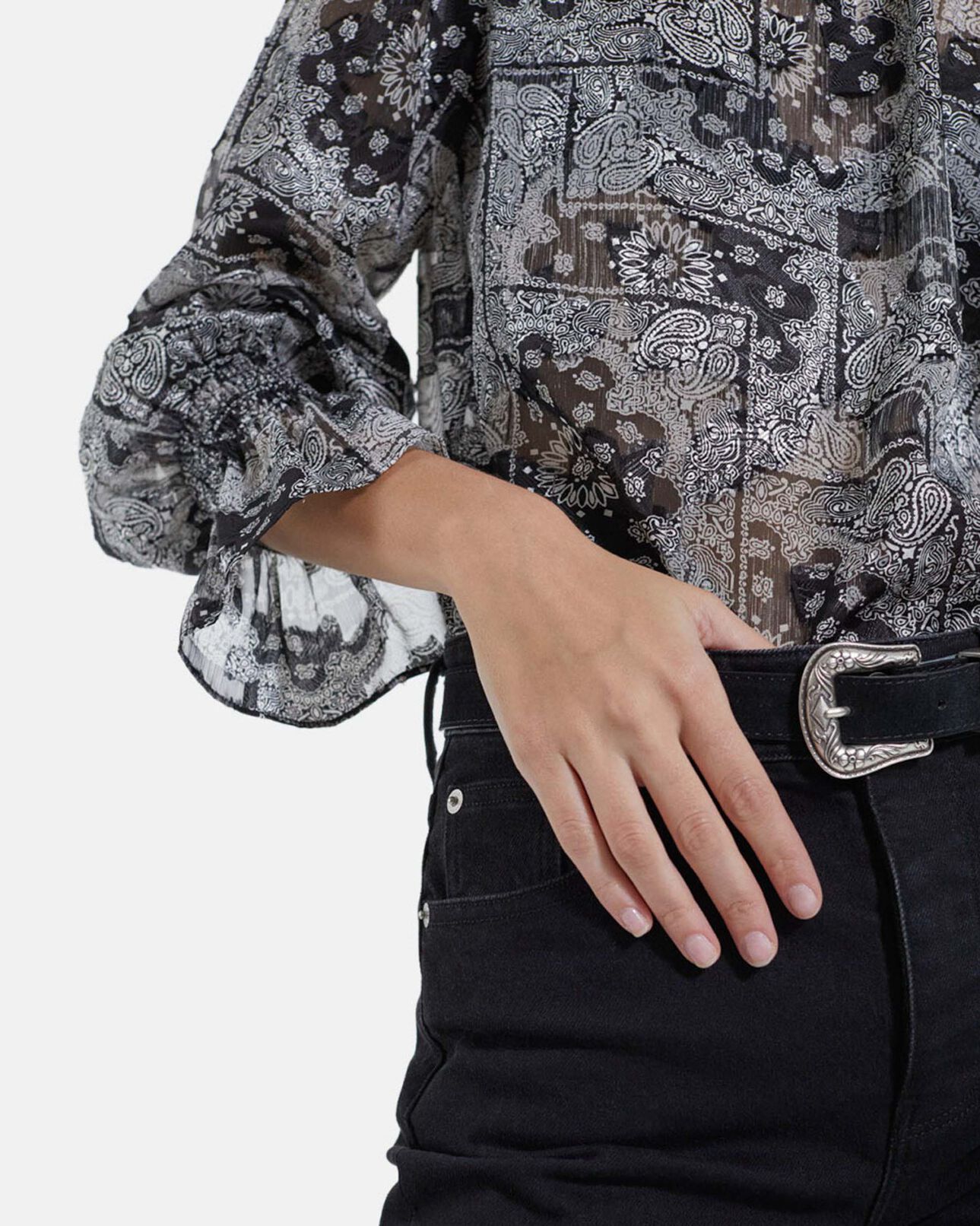 The Kooples DAMEN BLACK bluse print mit volants
