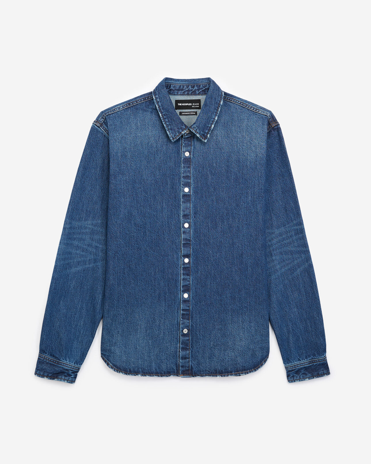 The Kooples HERREN BLUE DENIM blaues jeanshemd mit klassischem kragen