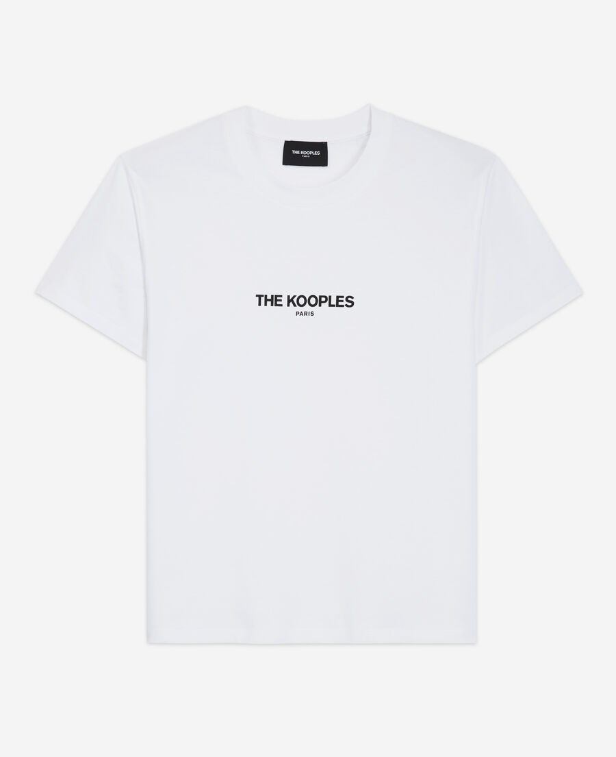 weißes baumwoll-t-shirt mit logoprint