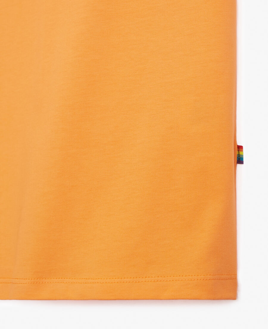 t-shirt orange coton brodé ton sur ton