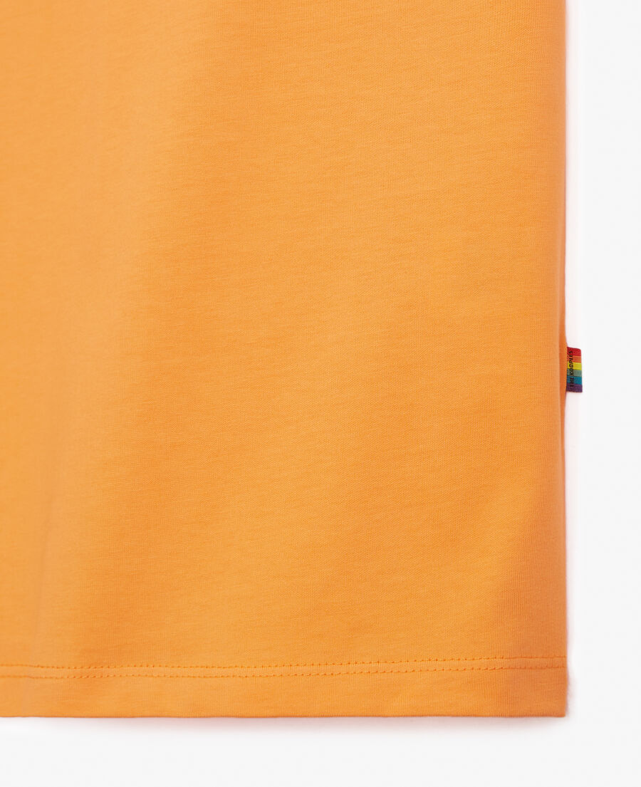 orange cotton t-shirt with tone-on-tone embroidery