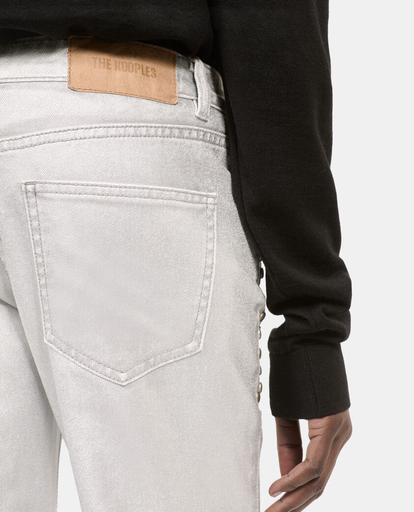 The Kooples FEMME 52 ARGENT VIEILLI CORNE jean clout&eacute; droit argent&eacute;
