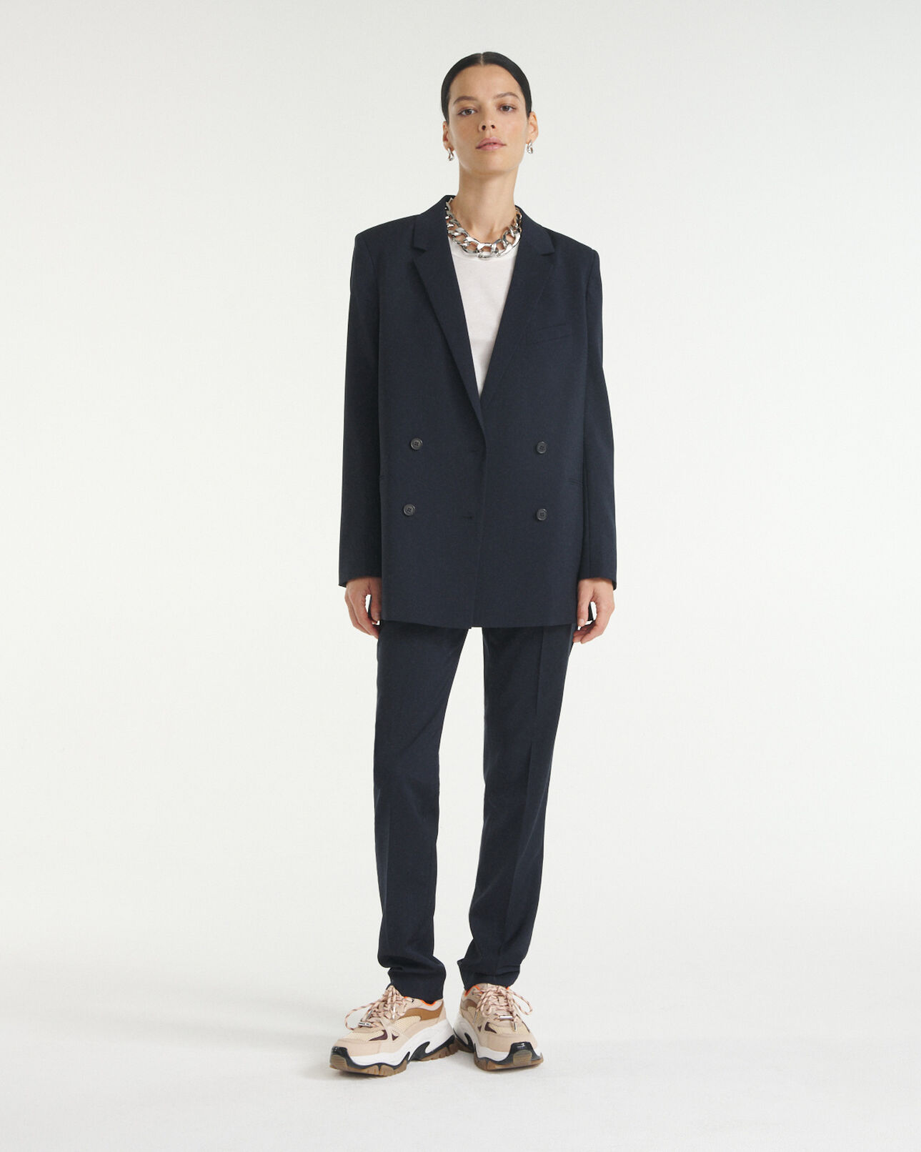The Kooples DAMEN NAVY blaue wolljacke mit doppelter knopfreihe