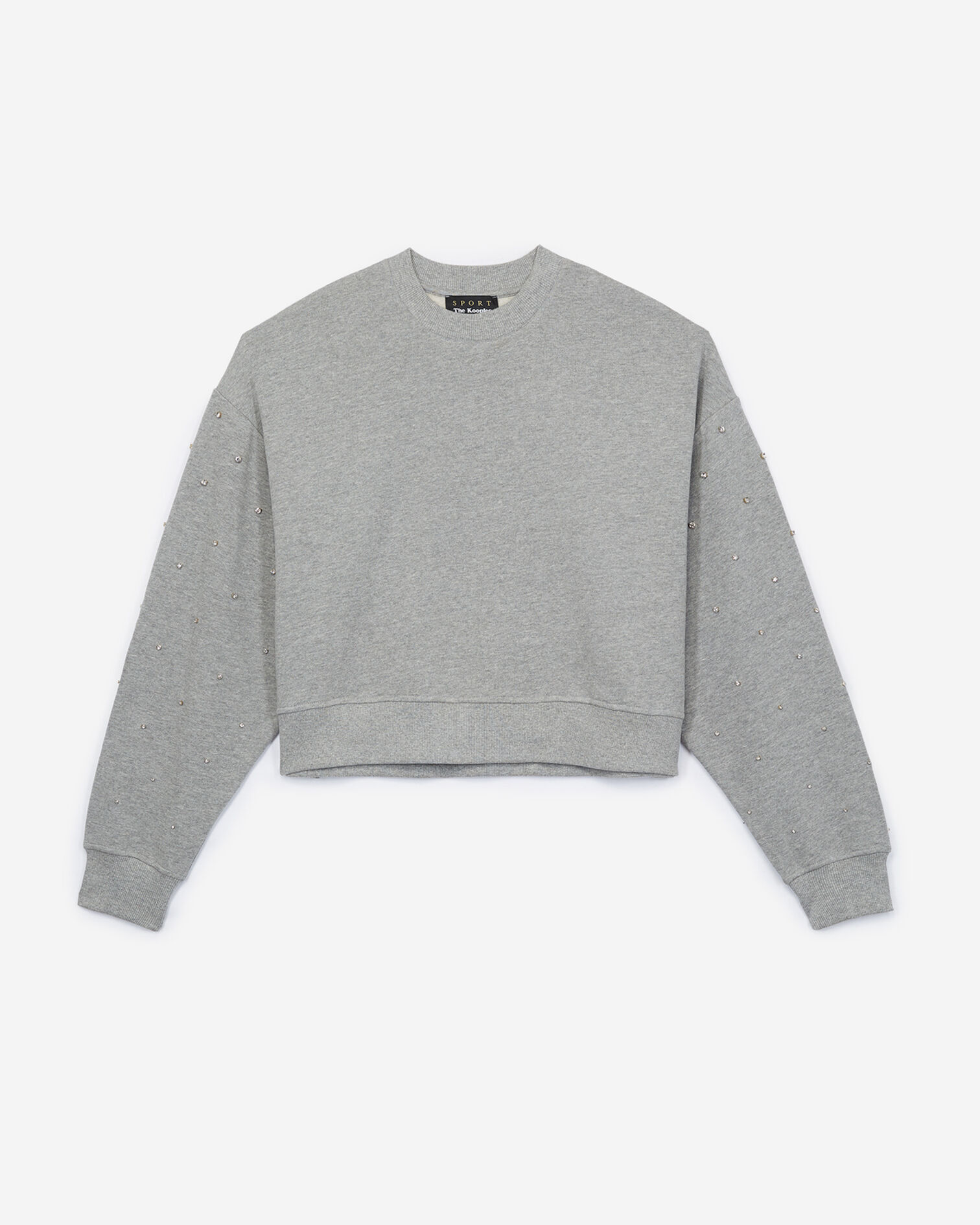 Sweat molleton gris strass all-over, LIGHT GREY MELANGE, hi-res image number null
