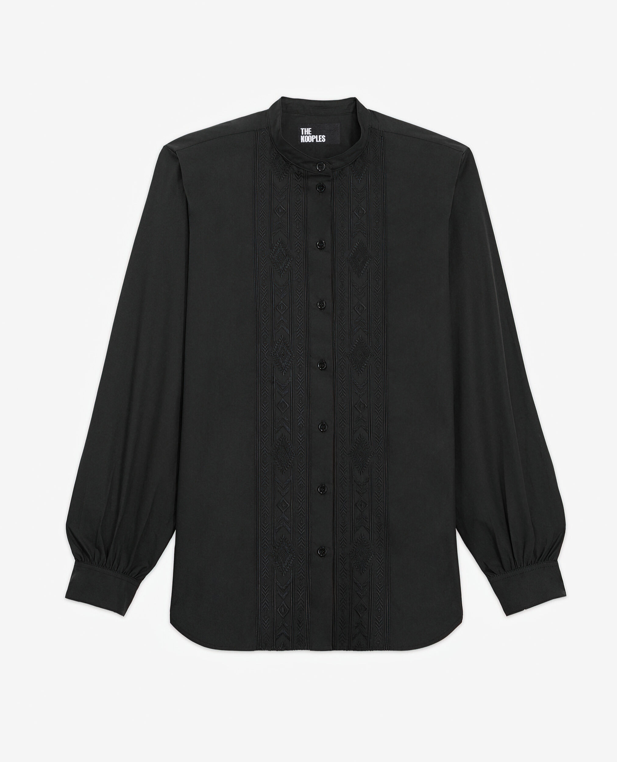 Black embroidered shirt, BLACK, hi-res image number null