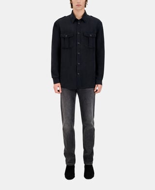 The Kooples HOMME BLACK chemise en lyocell et lin noire