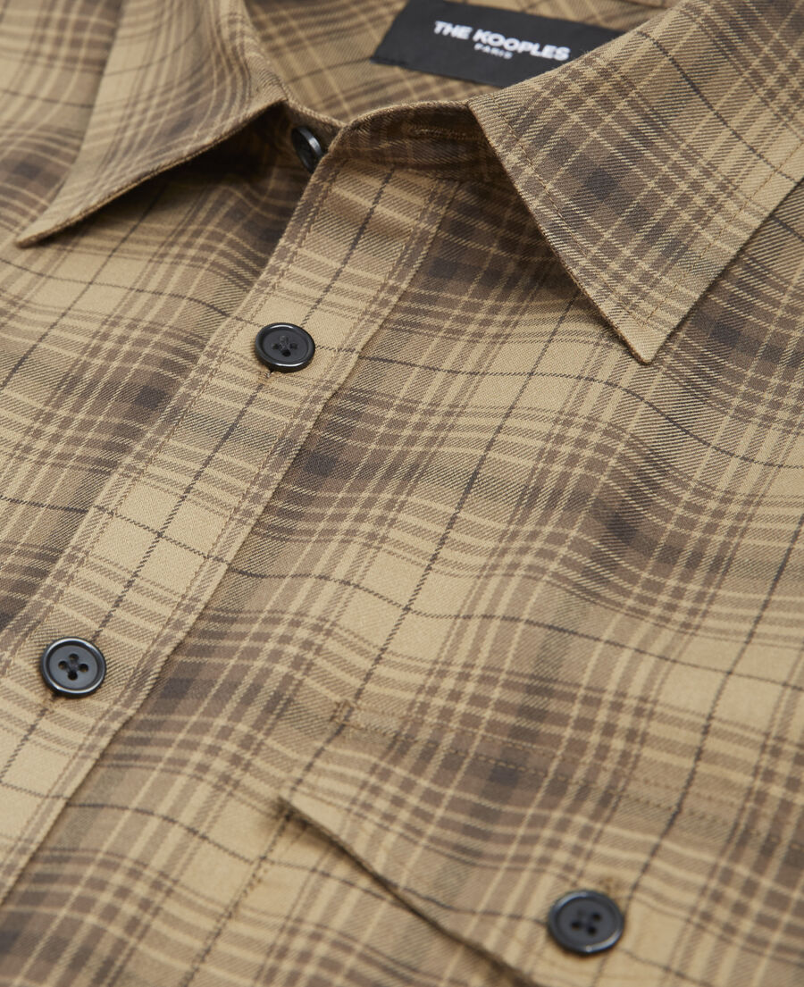 beige classic collar-shirt with check motif