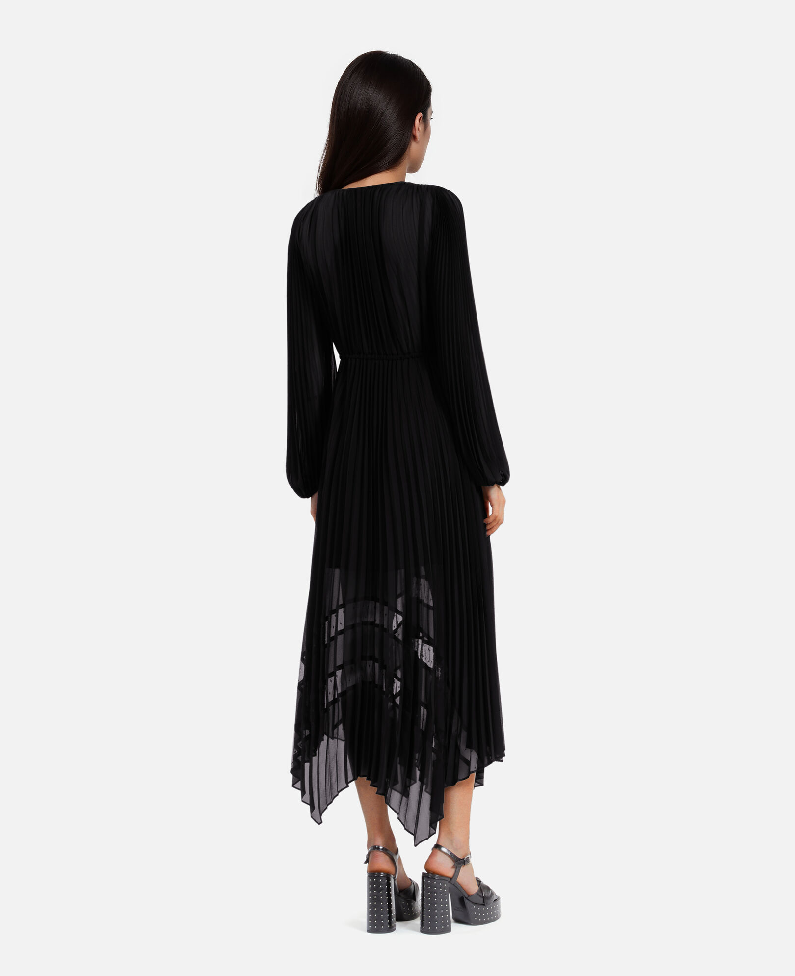 The Kooples WOMEN BLACK long black pleated dress