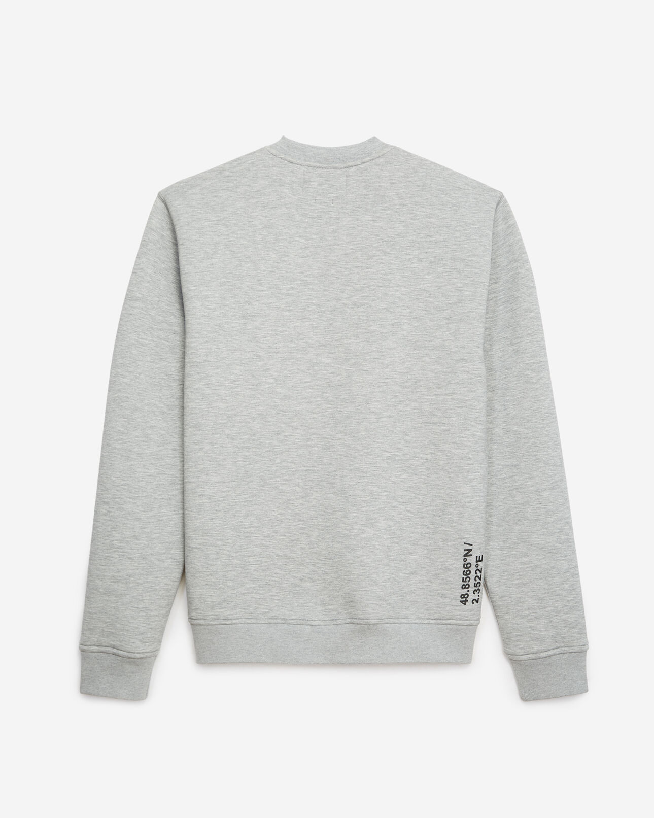 The Kooples MEN LIGHT GREY MELANGE neoprene grey crew-neck sweatshirt/neck logo