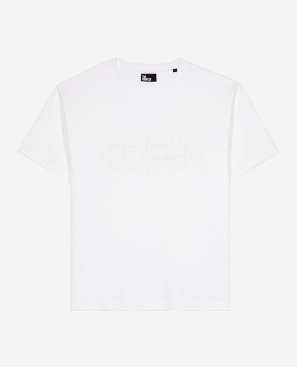 The Kooples FEMME WHITE t-shirt avec broderie logo blanc
