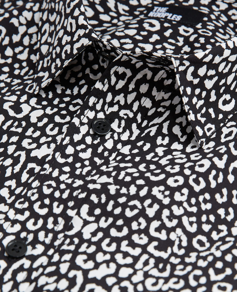 The Kooples HOMME BLACK WHITE chemise col classique léopard noire