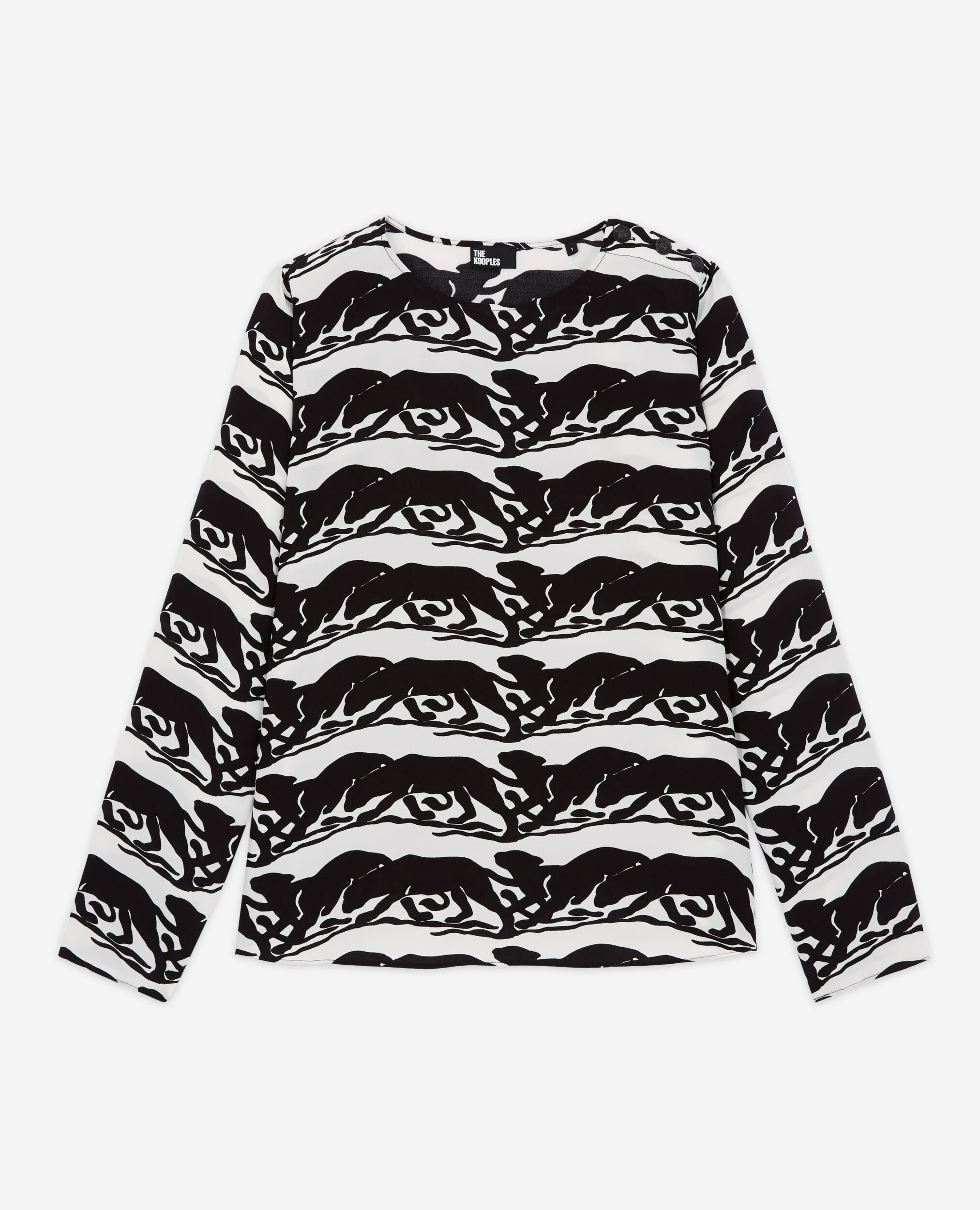 Panther printed blouse, BLACK / WHITE, hi-res image number null