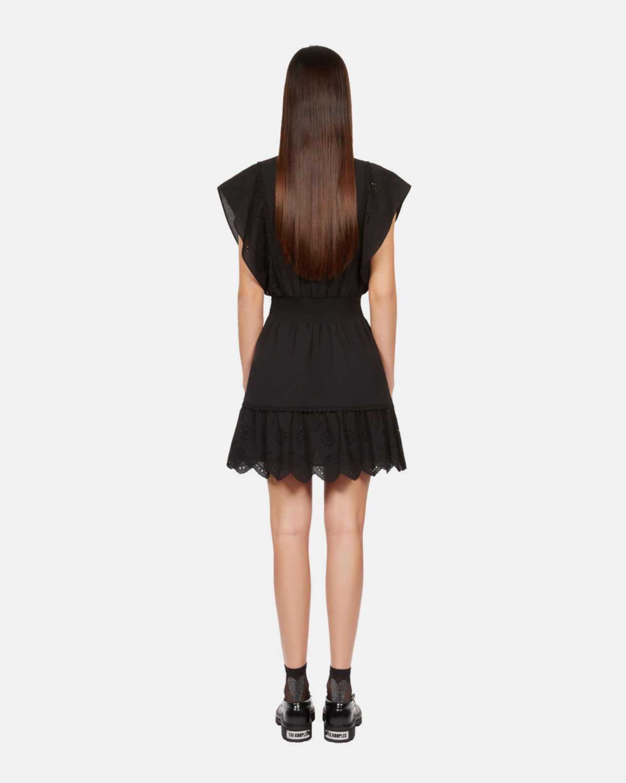 The Kooples FEMME BLACK robe courte en broderie anglaise noire