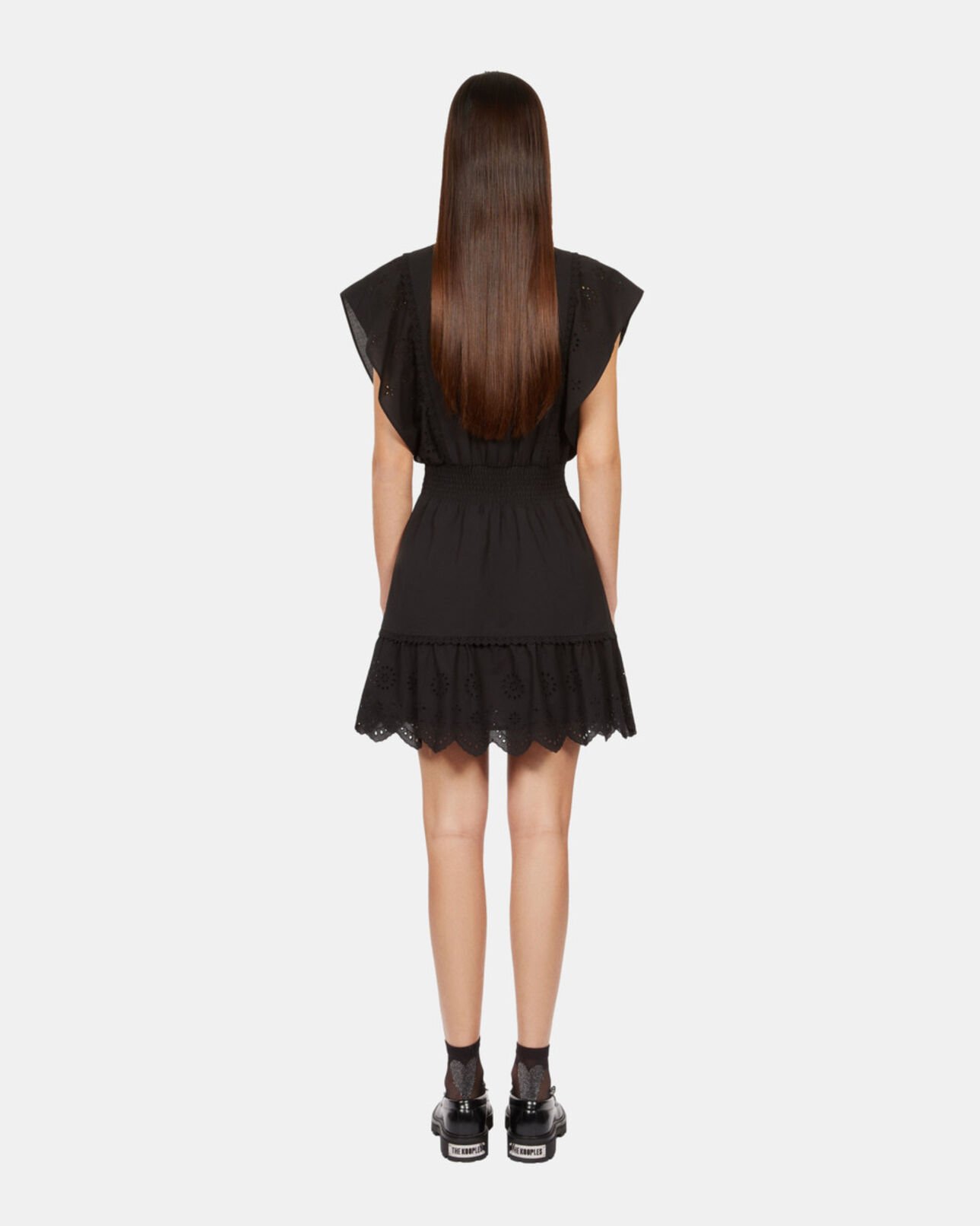 The Kooples FEMME BLACK robe courte en broderie anglaise noire
