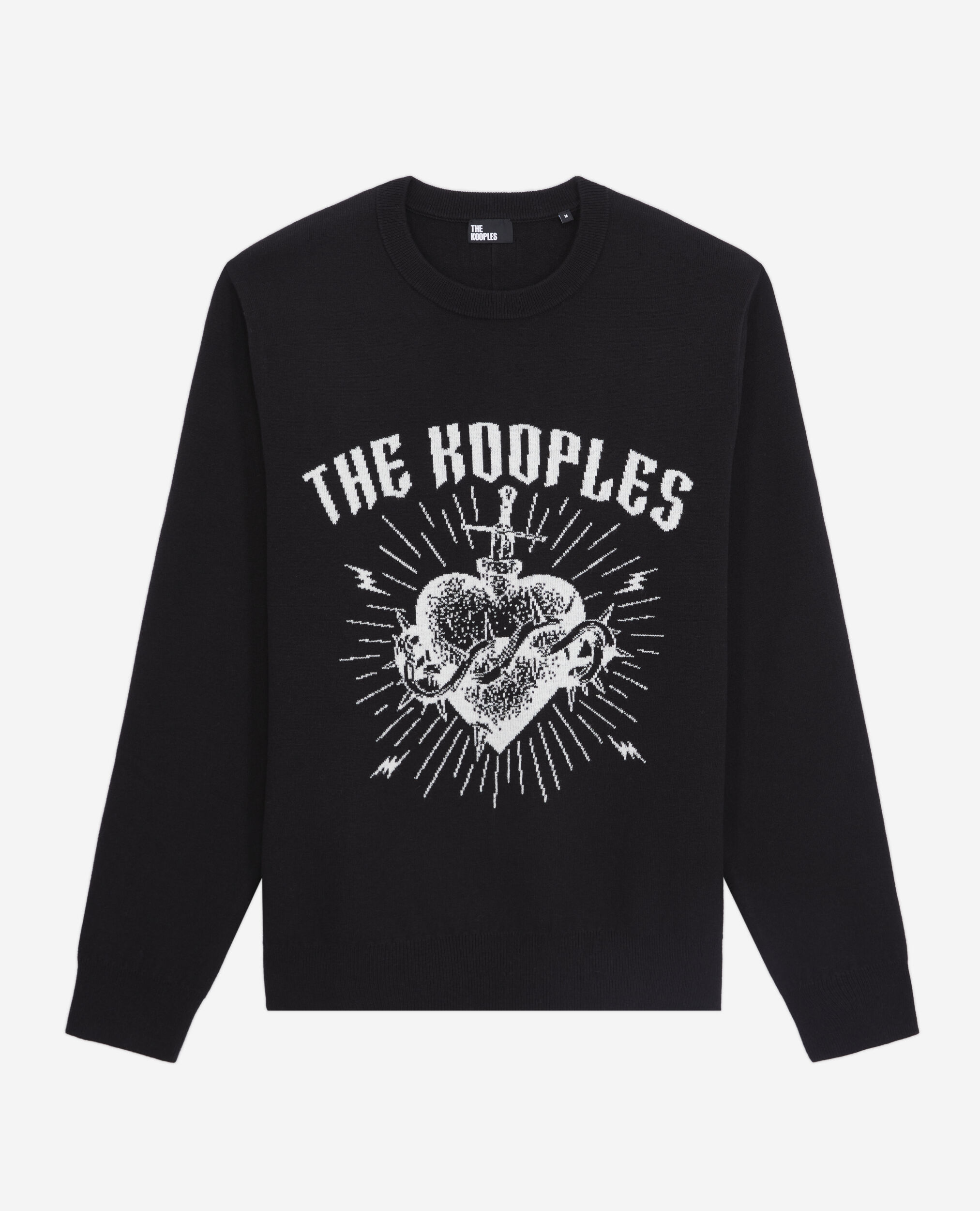 Pull noir Dagger through heart en laine mélangée, BLACK / WHITE, hi-res image number null