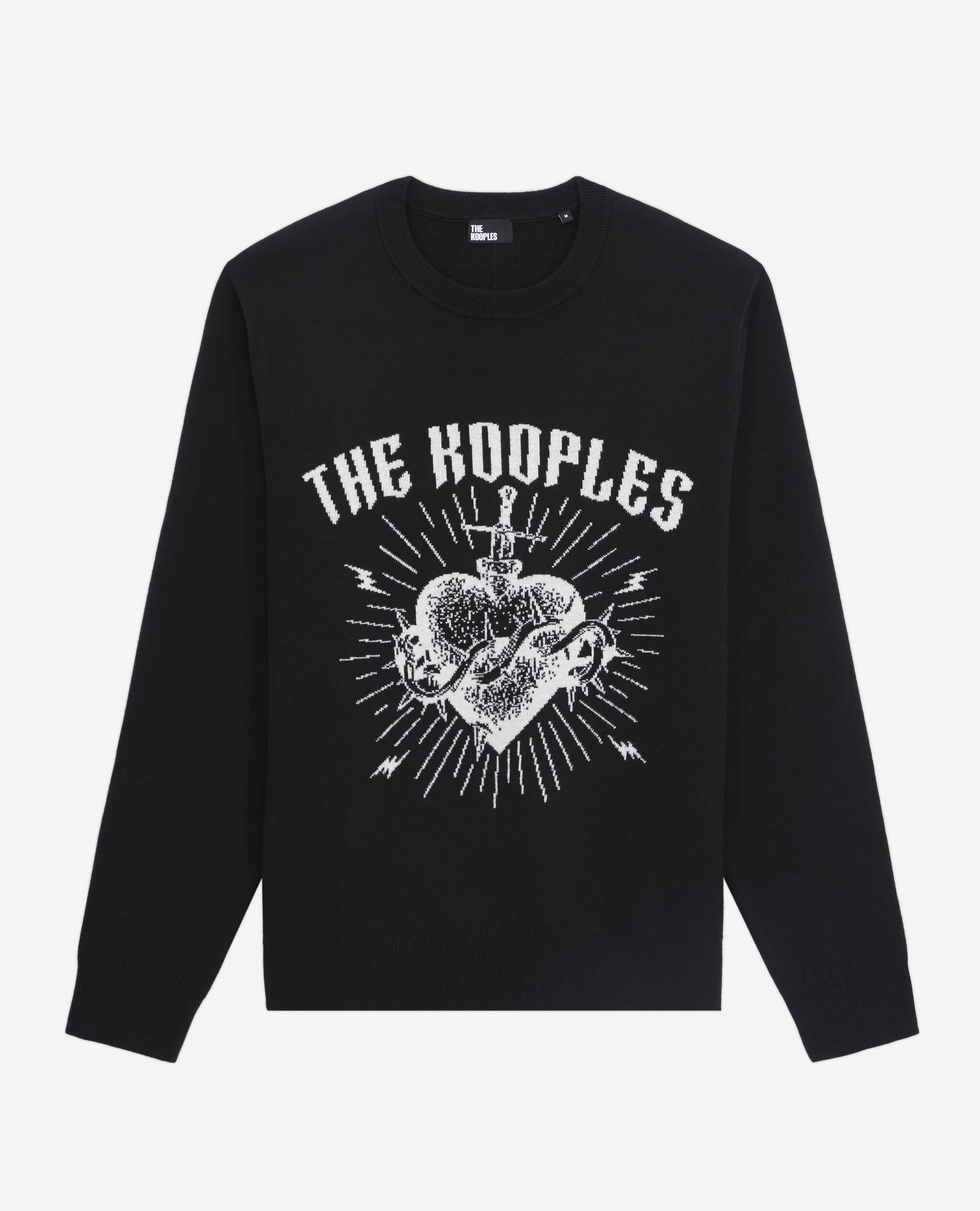 Dagger through heart black sweater in wool blend, BLACK / WHITE, hi-res image number null