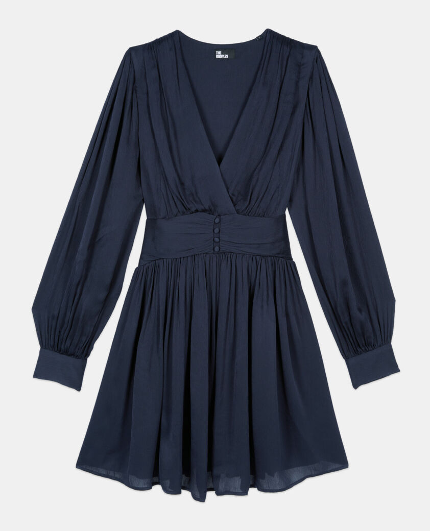 The Kooples F DARK NAVY navy blue crinckle short dress