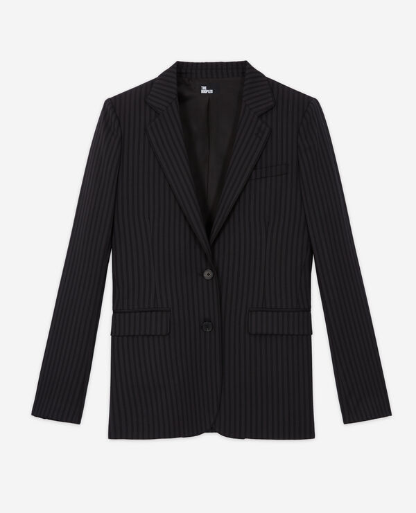 veste de costume en laine à rayures