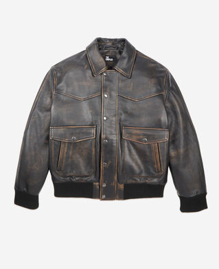 The Kooples HOMME DARK BROWN blouson en cuir marron