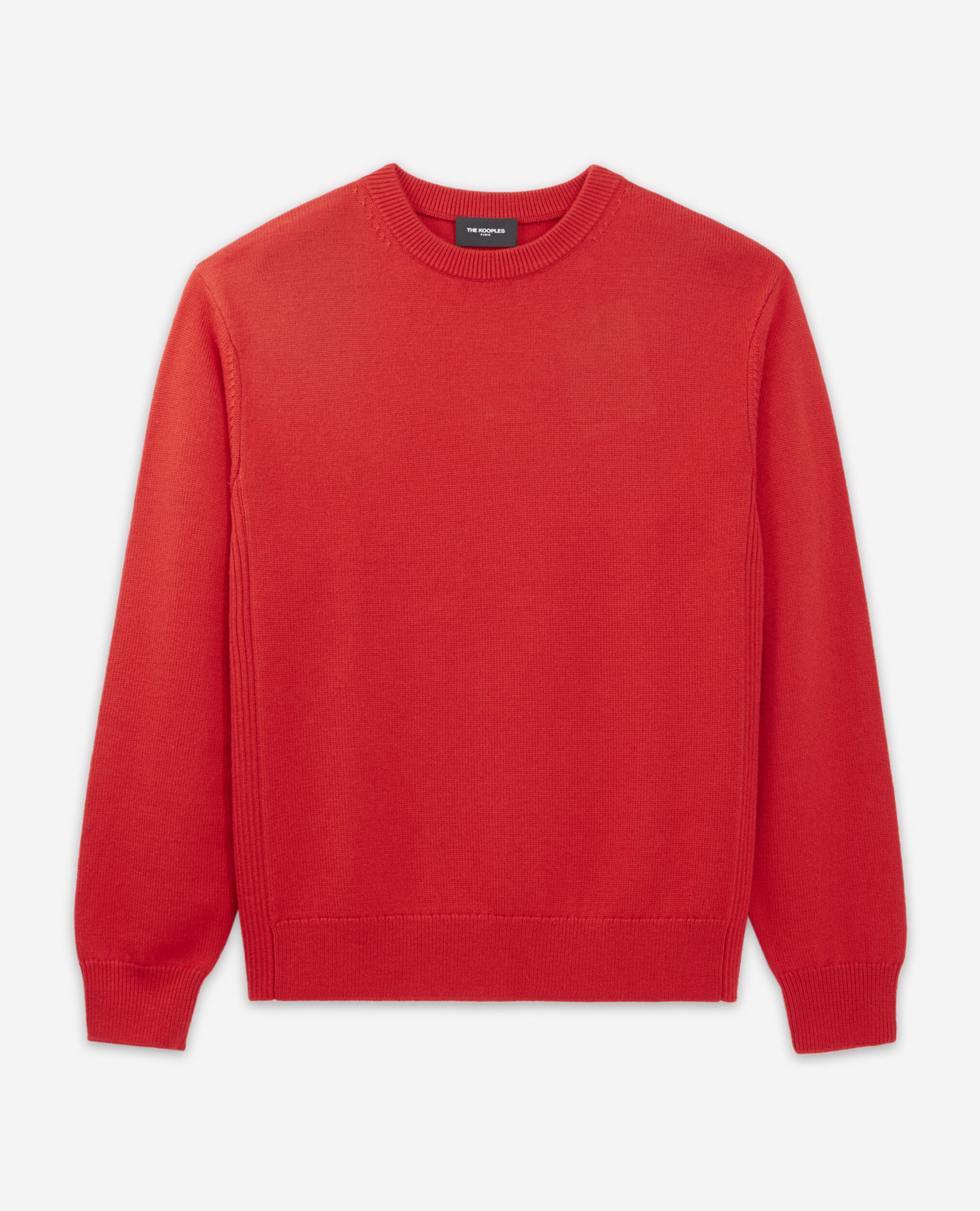 Pull laine rouge col rond coupe classique, RED, hi-res image number null