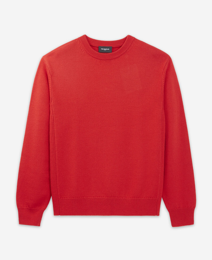 jersey rojo de lana cuello redondo clásico
