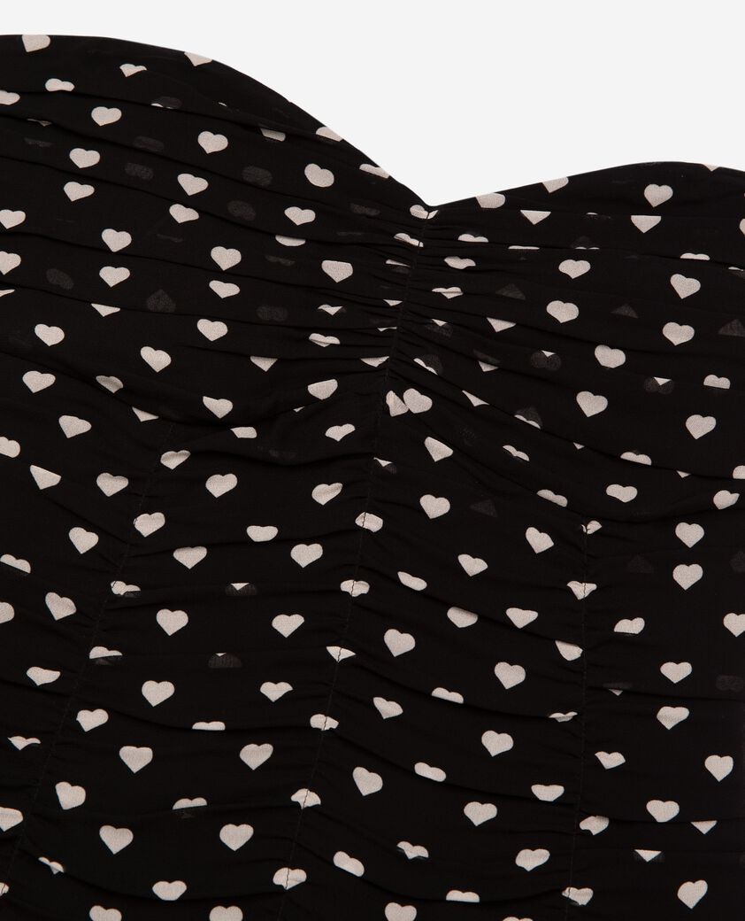The Kooples WOMEN BLACK WHITE short strapless black heart print dress