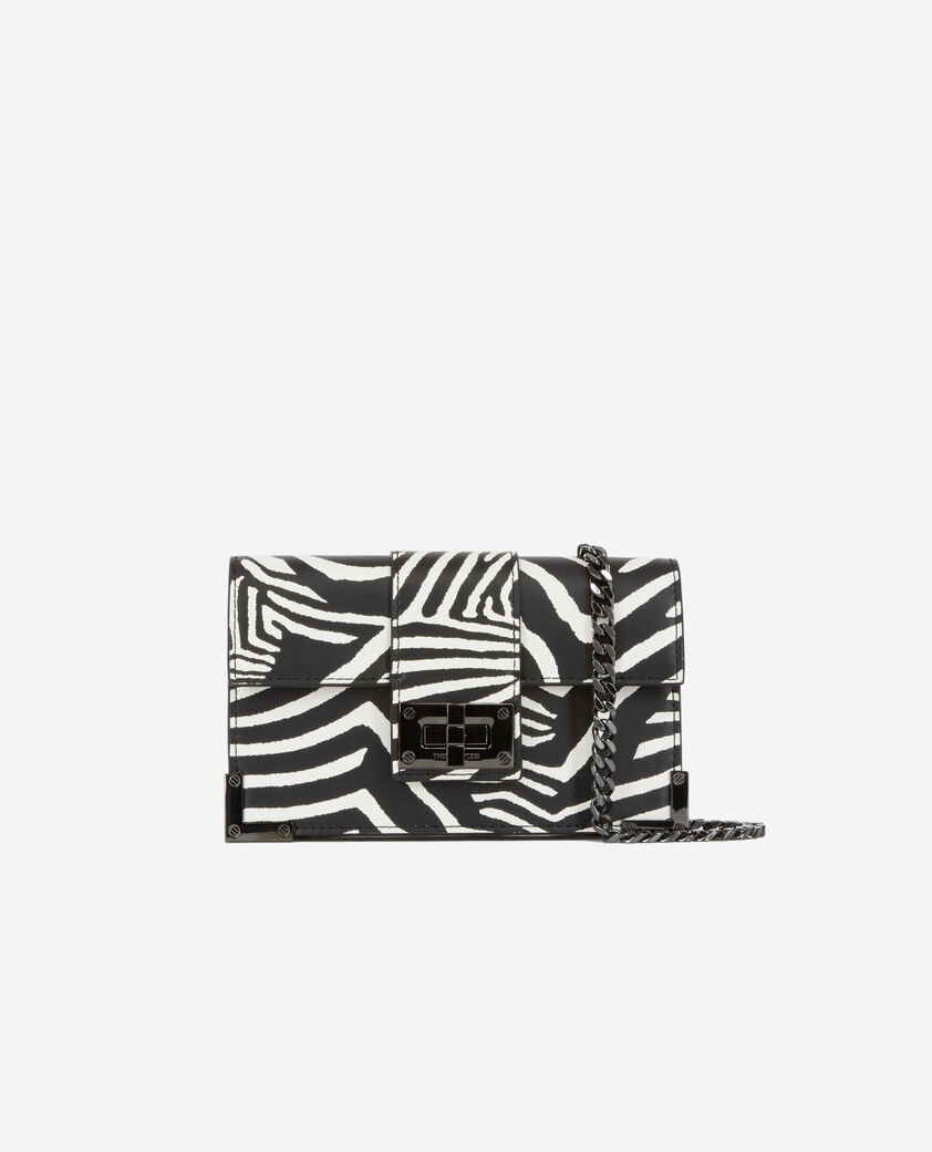 The Kooples F BLACK / WHITE small emily zebra-print clutch bag