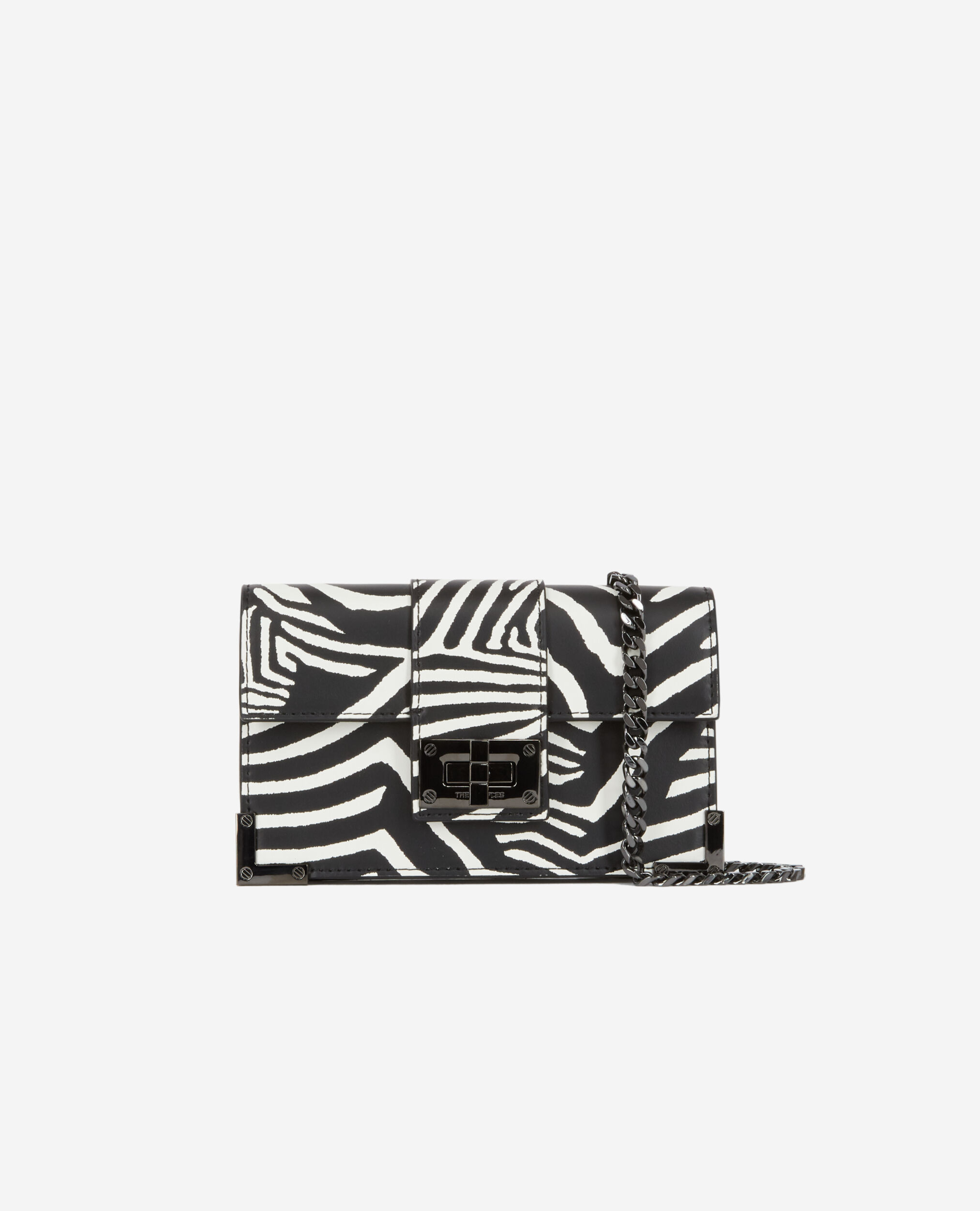Small Emily zebra-print clutch bag, BLACK / WHITE, hi-res image number null
