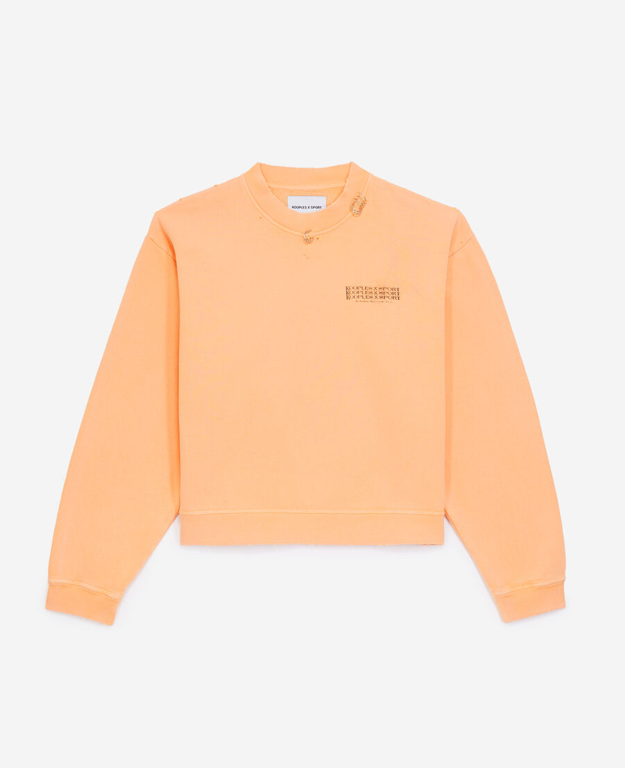 Faded orange sweatshirt with piercing The Kooples UK