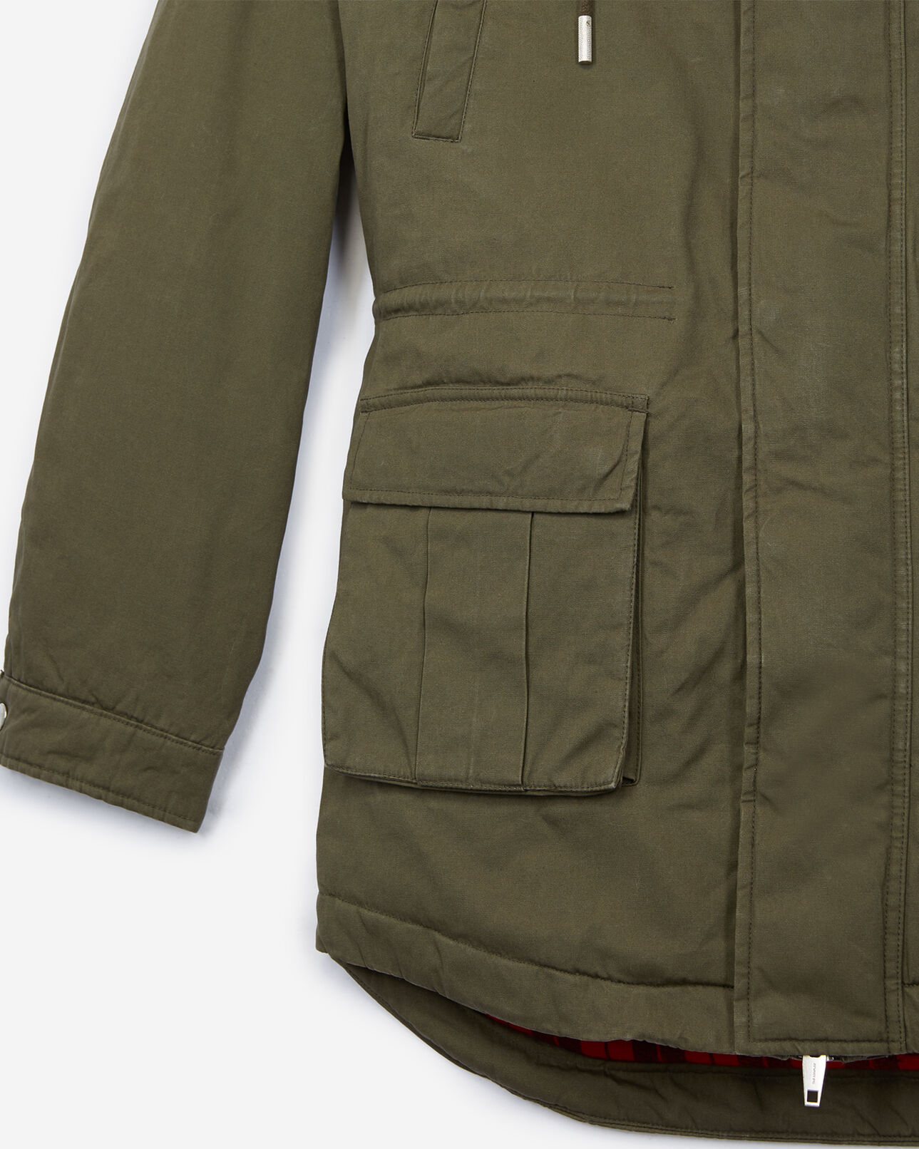The Kooples FEMME KAKI parka coton kaki col à fourrure