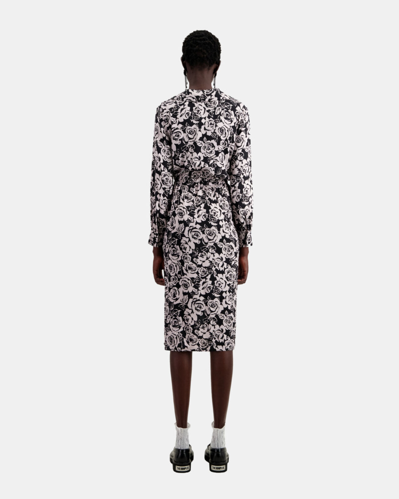 The Kooples FEMME BLACK / PINK robe mi-longue imprimée