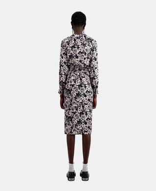 The Kooples DAMEN BLACK / PINK halblanges kleid mit print