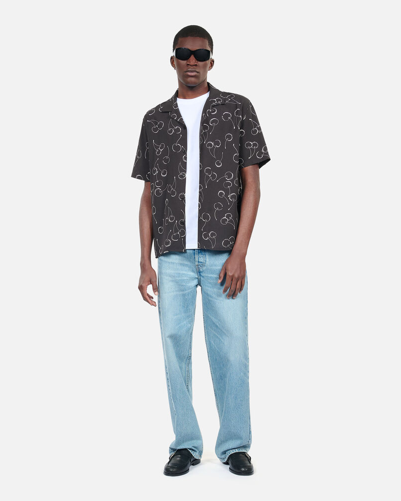 The Kooples MEN BLACK short-sleeved cherry printed shirt