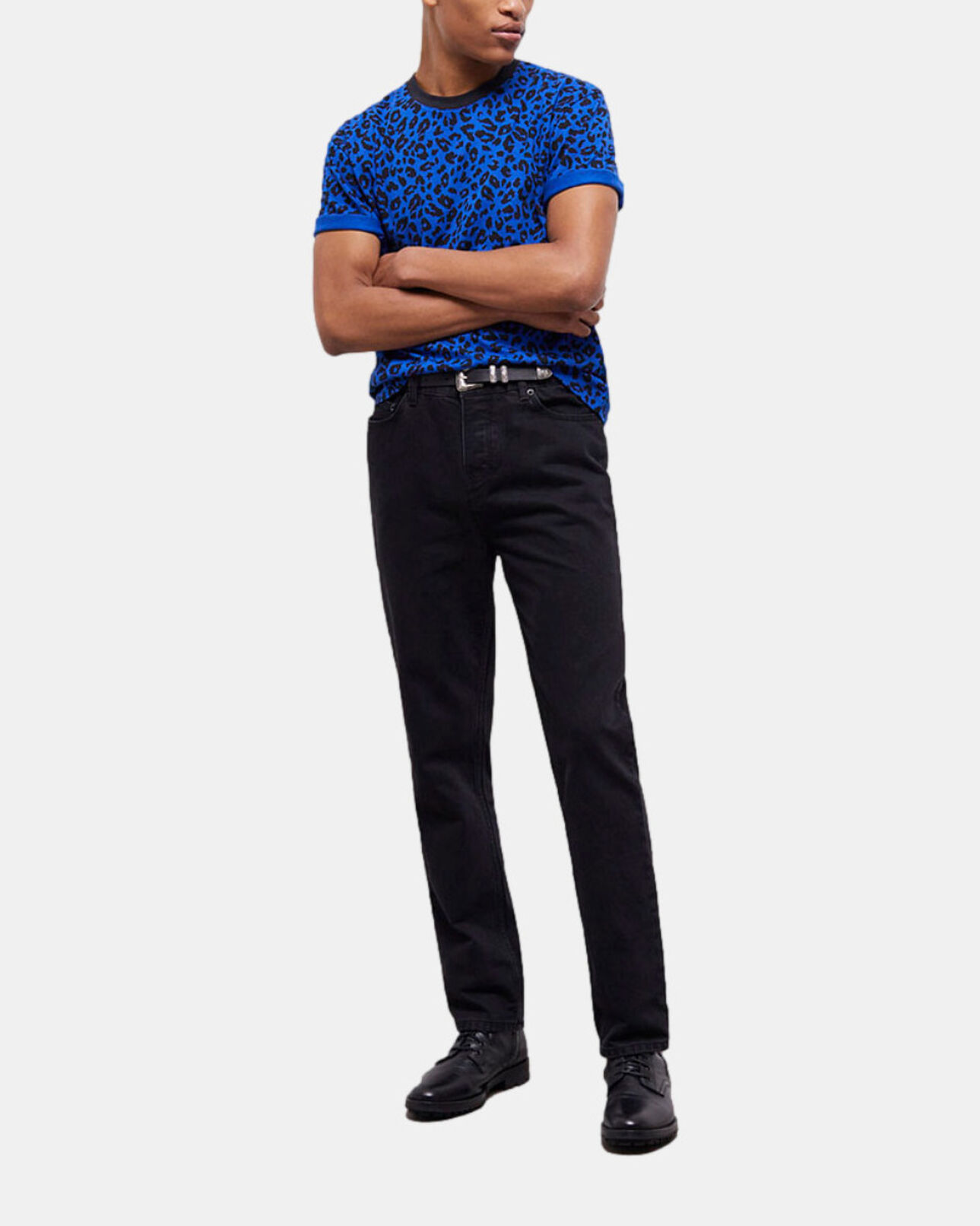 The Kooples HOMME BLUE ELECTRIC t-shirt homme léopard bleu