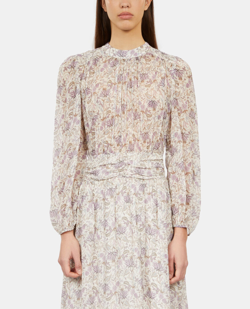 The Kooples F ECRU/MAUVE CHALK long printed dress