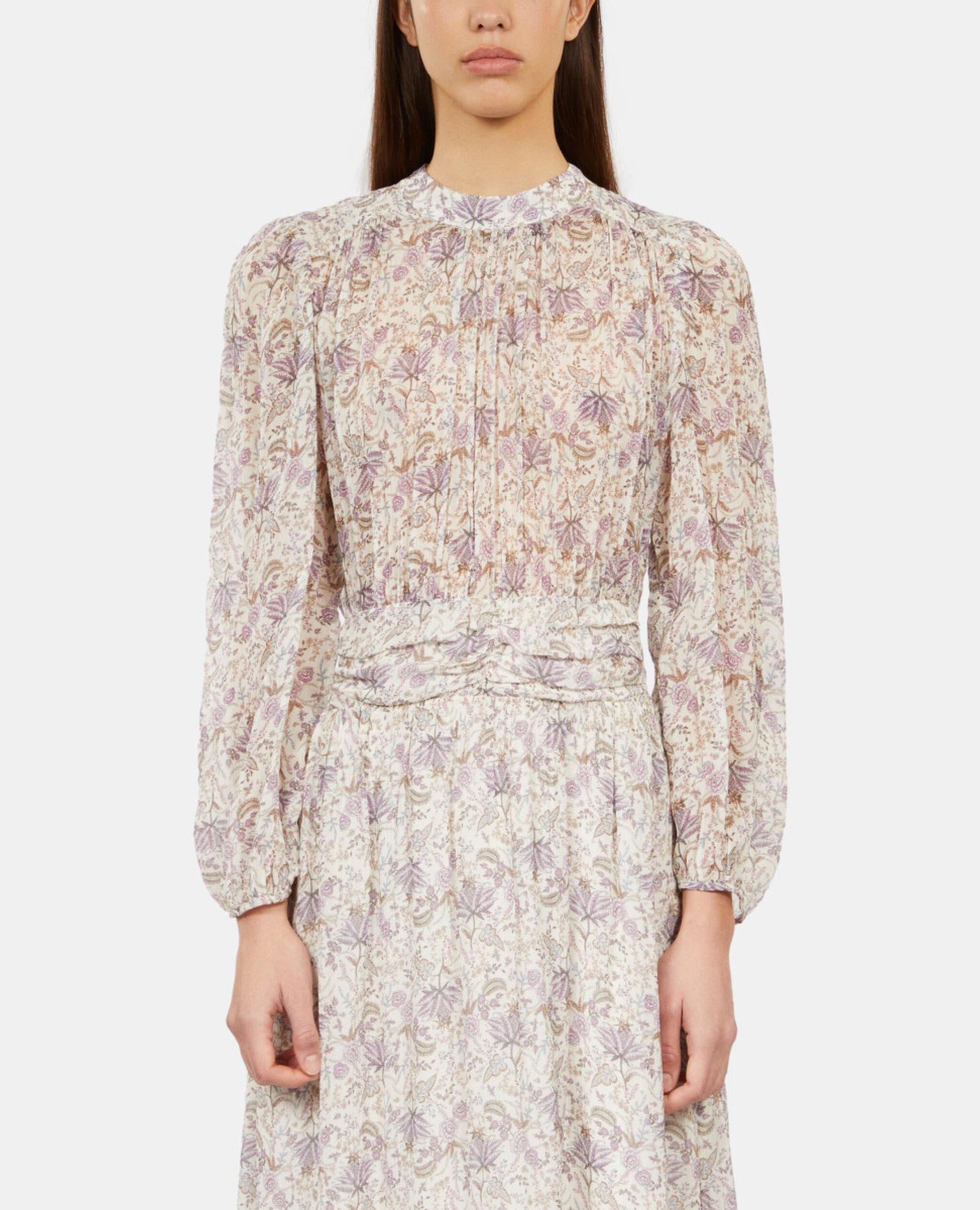 Long printed dress, ECRU/MAUVE CHALK, hi-res image number null