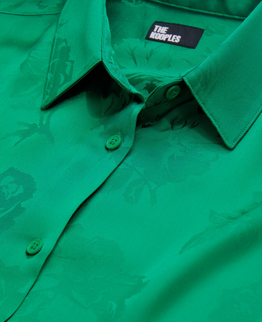 grünes jacquard-hemd mit blumenmotiv