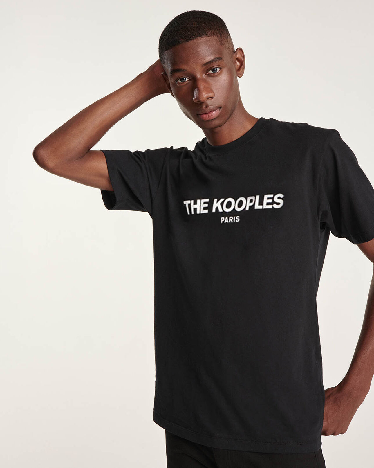 The Kooples MEN BLACK printed black jersey t-shirt cotton