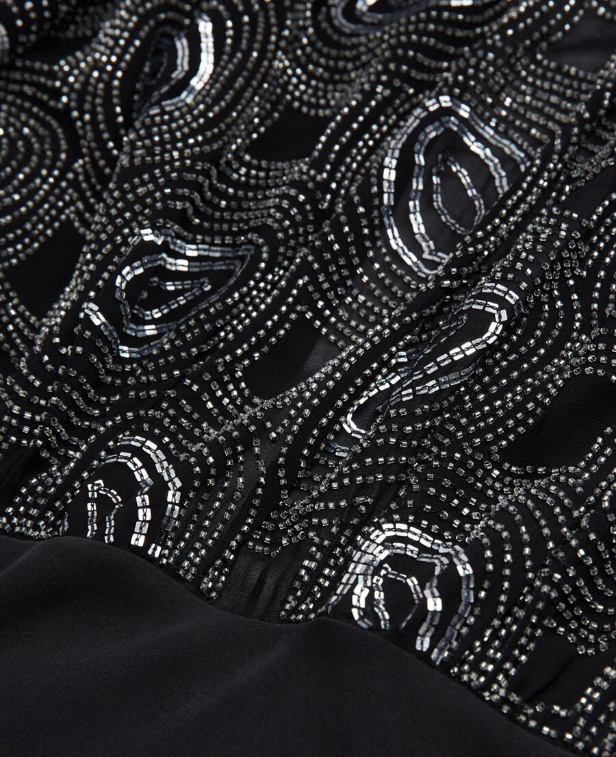 The Kooples F BLACK long black satin dress with rhinestones