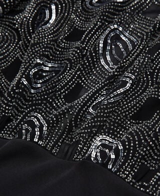 The Kooples F BLACK long black satin dress with rhinestones