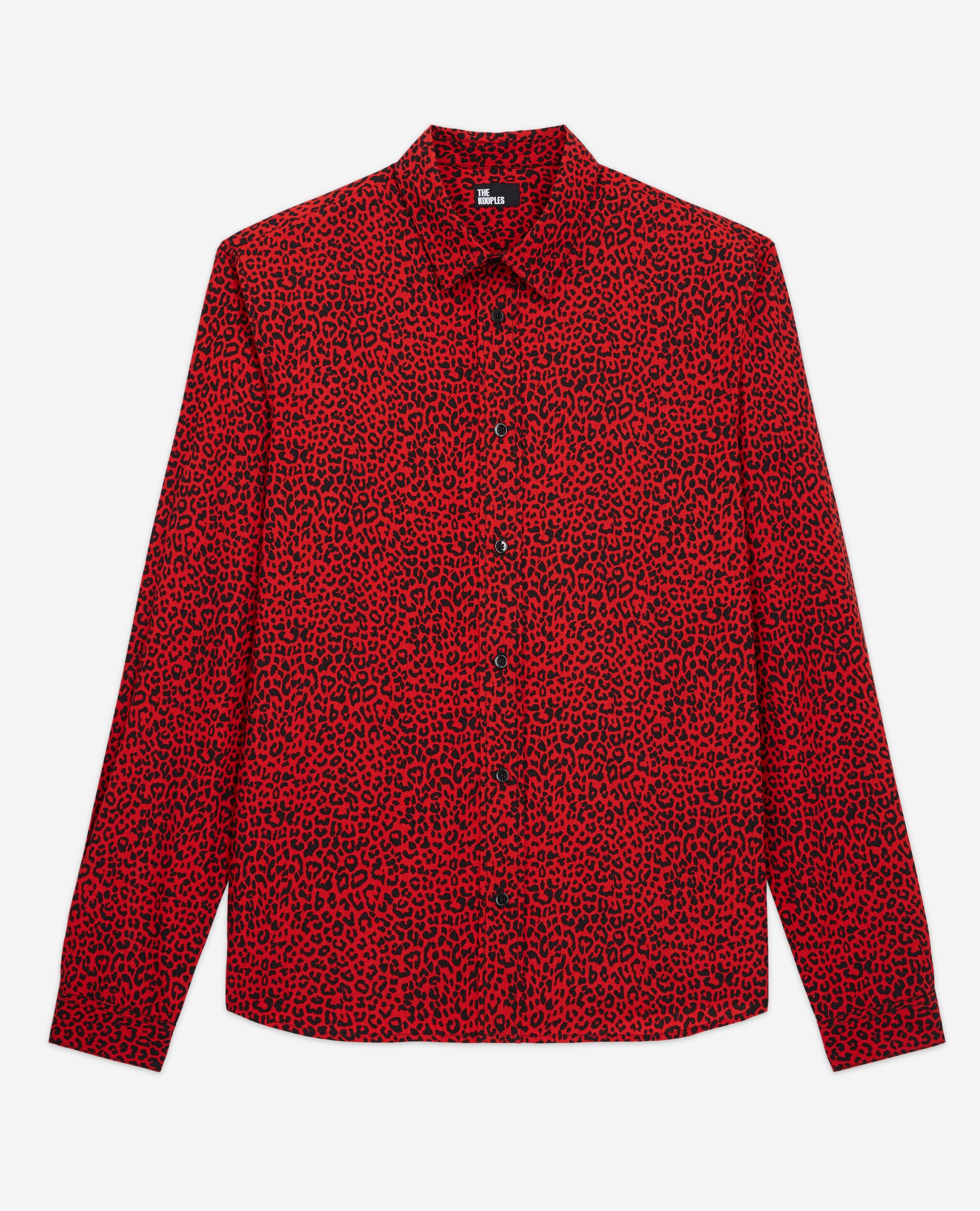Hemd mit Leopardenmuster rot und Klassischer Kragen, RED / BLACK, hi-res image number null