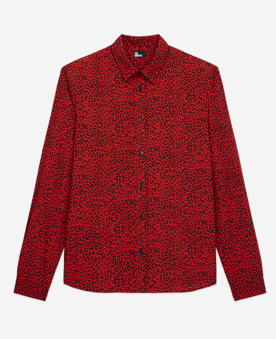 hemd mit leopardenmuster rot und klassischer kragen