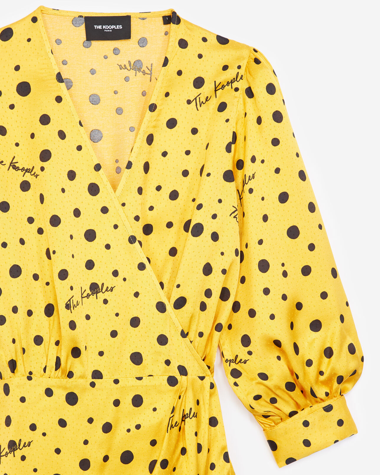 The Kooples FEMME ANTIC GOLD robe portefeuille jaune à pois