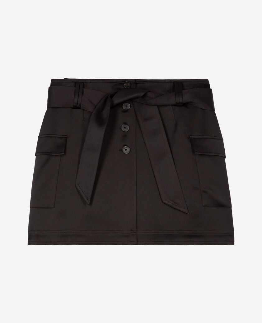 The Kooples FEMME BLACK jupe courte en satin noire