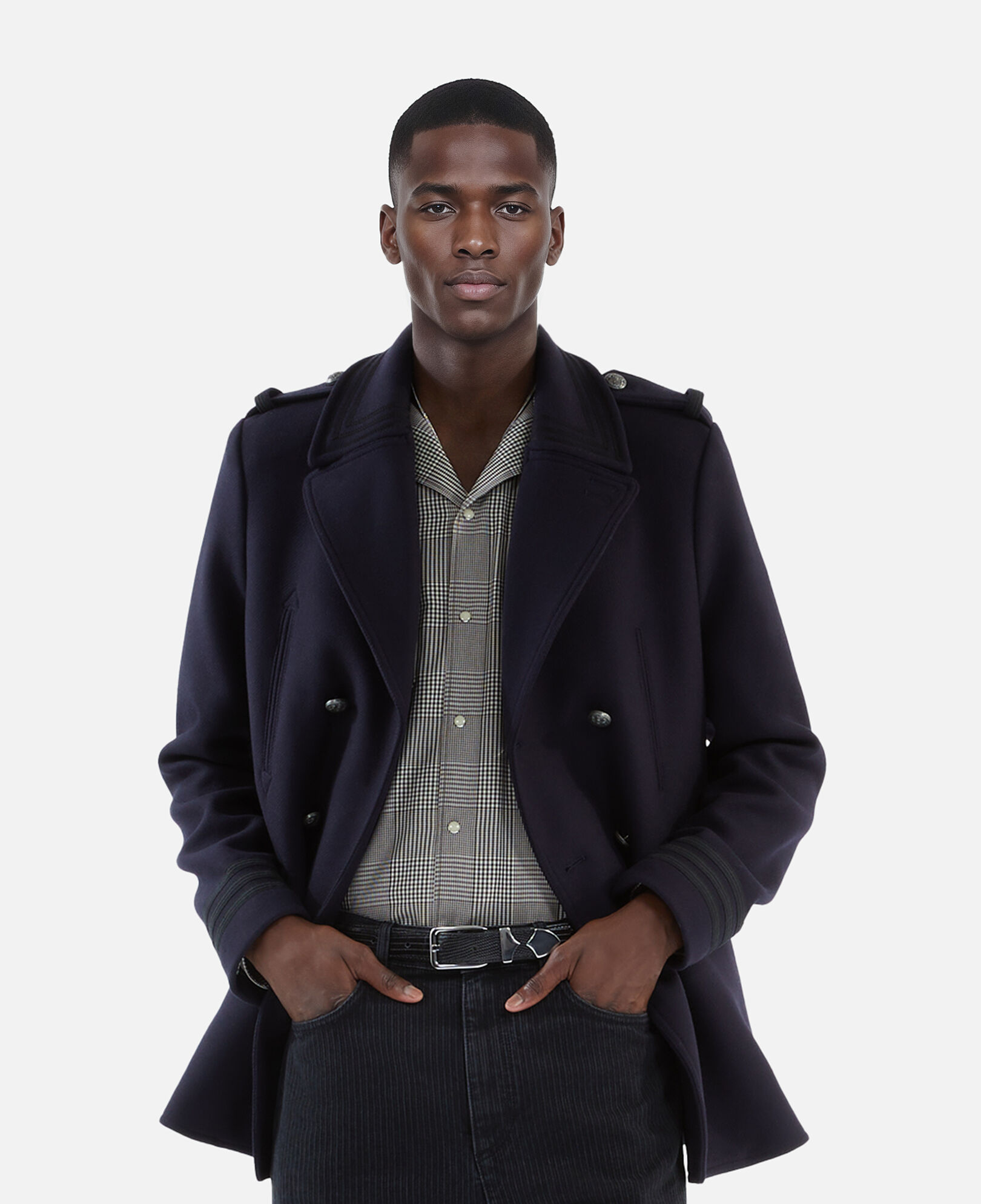 The Kooples HOMME DARK NAVY caban style officier bleu marine