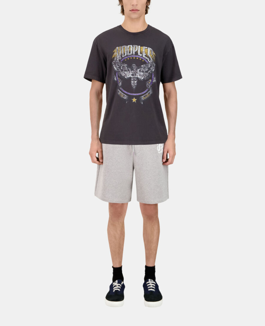 The Kooples MEN CARBONE carbon grey t-shirt with skull butterfly screen print